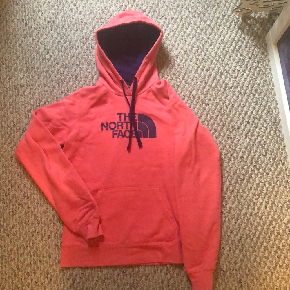 Coral north face sweatshirt